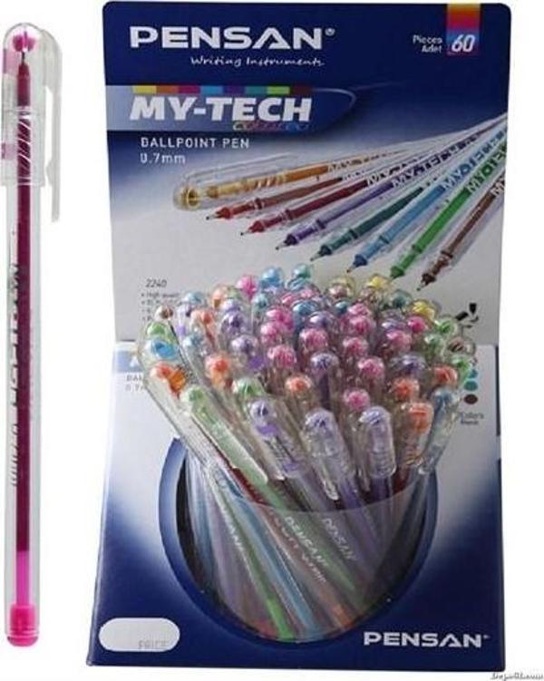 Pensan My-Tech Tükenmez Kalem 8 Değişik Renk 60 Lı (1 Paket 60 Adet) - Image 1