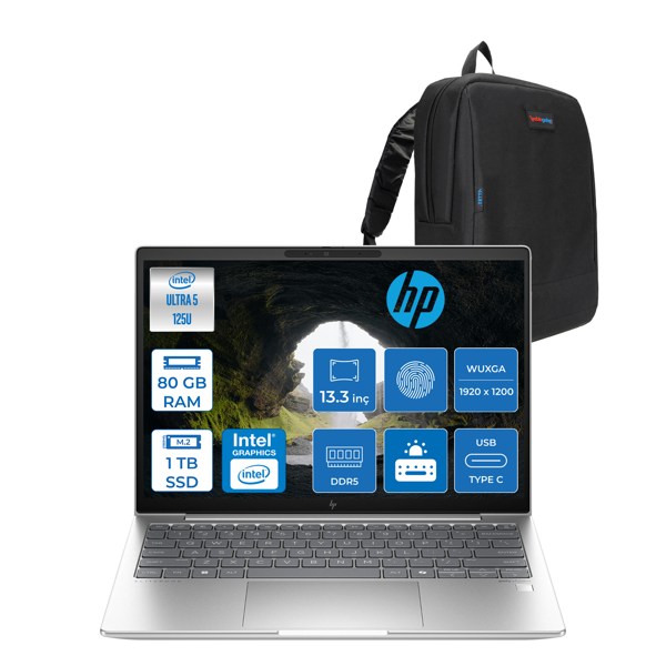 Hp Elitebook 630 G11 Intel Core Ultra 5 125U Ddr5 80GB 1tb SSD Intel® Aı Boost 13.3" Wuxga IPS 300NITS Freedos Taşınabilir Bilgisayar 9Y7R7ETF26 + Zetta Çanta - Image 1