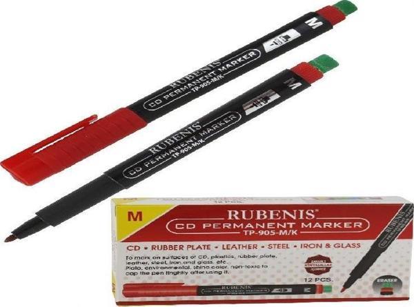 Rubenis Tp-905-M/K Cd Kalemi Permanent M Seri Silgili Kırmızı 12 Li (1 Paket 12 Adet) - Image 1