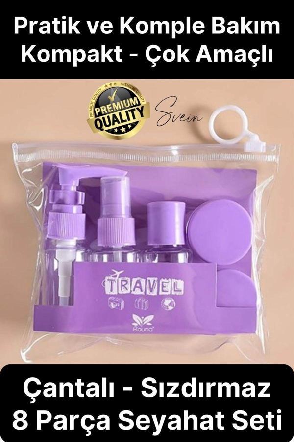 Deluxe 8 Parça Seyahat Banyo Seti Temizlik Şampuan Şişesi Sızdırmaz Çok Amaçlı Doldurulabilir Krem - Image 1