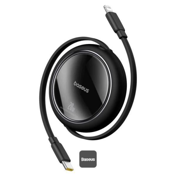 Baseus Free2Pull Makaralı Şarj Kablosu USB-C-Lightning 20W 1m. - Siyah - Image 1