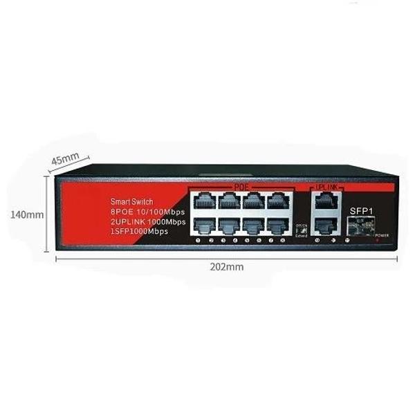 EZCOOL EZ-08PSF-SFP 8 PORT 8FE+2GE+1SFP GIGABIT POE SWITCH 120W - Image 1
