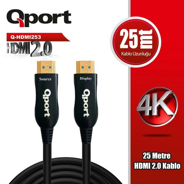 QPORT Q-HDMI253 HDMI 2.0 V ALTIN UÇLU KABLO 25 MT - Image 1