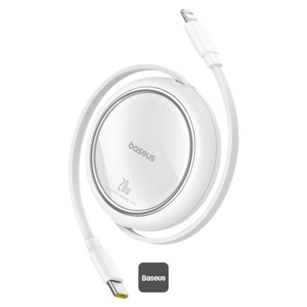 Baseus Free2Pull Makaralı Şarj Kablosu USB-C-Lightning 20W 1m. - Beyaz - Image 1