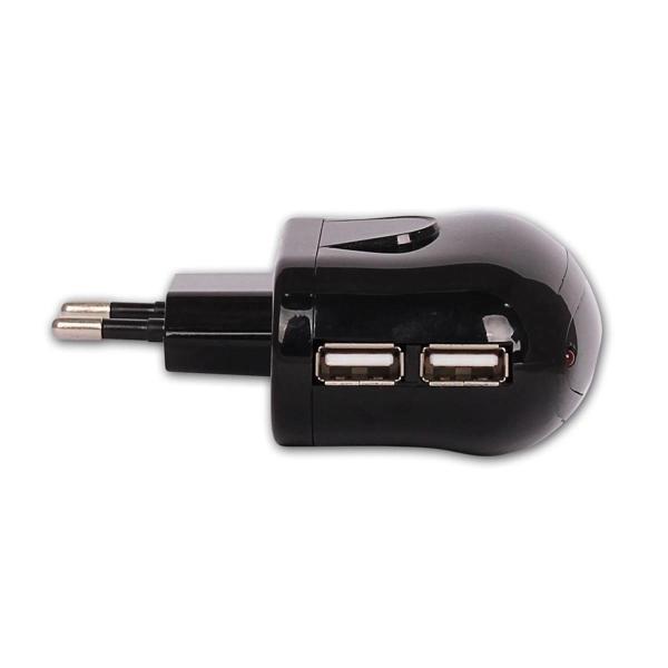 RETRO 5V 2.1A iPad, Tablet, Telefon USB Şarj Adaptörü - Siyah - Çift USB - Image 1