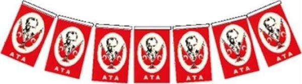 Vatan Orta Boy İpli Kağıt Atatürklü Bayrak 12x8Cm 50 Li Vt808 - Image 1