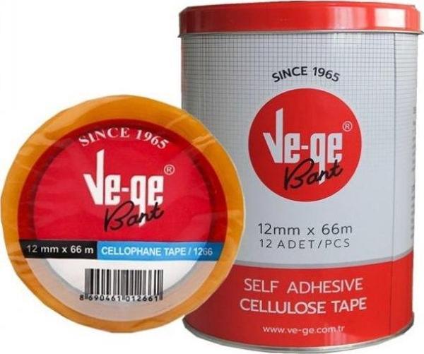 Vege Selefon Bant 12X66 Mt. Teneke Kutu 8690461111142 12 Li (1 Paket 12 Adet) - Image 1