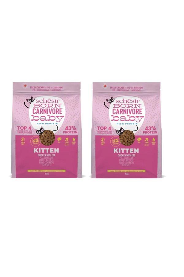 Schesir Born Carnivore Baby Tavuk Ve Yumurtalı Tahılsız Yavru Kedi Kuru Maması 225 Gr. X 2 Paket - Image 1