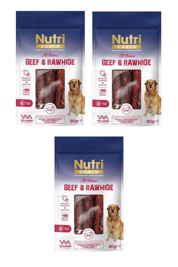 Nutri Canin Rawhide Kemik Sığır Etli Köpek Ödülü 80 Gr. X 3 Adet - Image 1