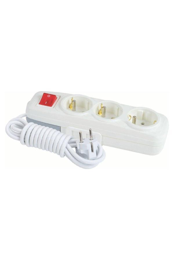 (F503E) 10 Metre 3’lü Anahtarlı Lara Grup Priz | Ekstra Uzun Kablo, - Image 1