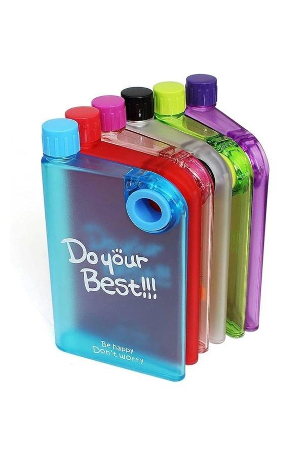 Özel Tasarım Ergonomik Çantada Taşınabilir Renkli Şeffaf Okul İş Notebook Su Şişesi Matara 380 ml - Image 1