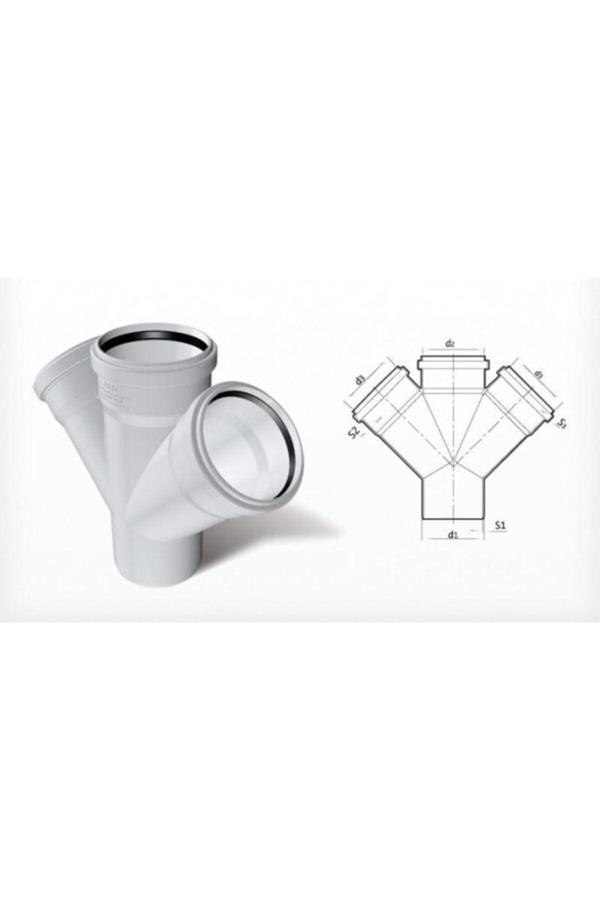 Fırat Dublex Pvc Atık Su Borusu Pimaş Çift Çatal 100 X 50 Mm. - Image 1