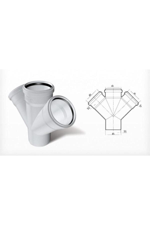 Fırat Dublex Pvc Atık Su Borusu Pimaş Çift Çatal 70 X 50 Mm. - Image 1