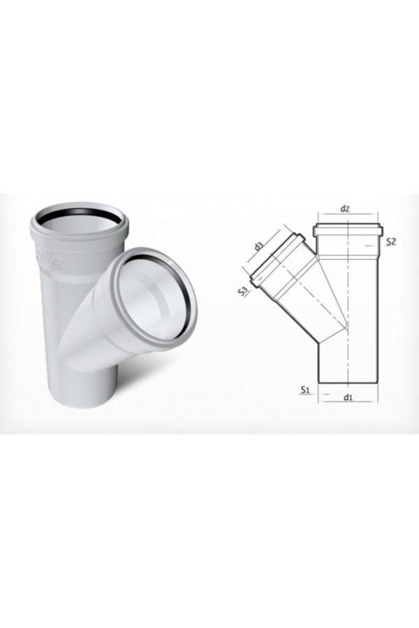 Fırat Dublex Pvc Atık Su Borusu Pimaş Tek Çatal 100 X 50 Mm. - Image 1
