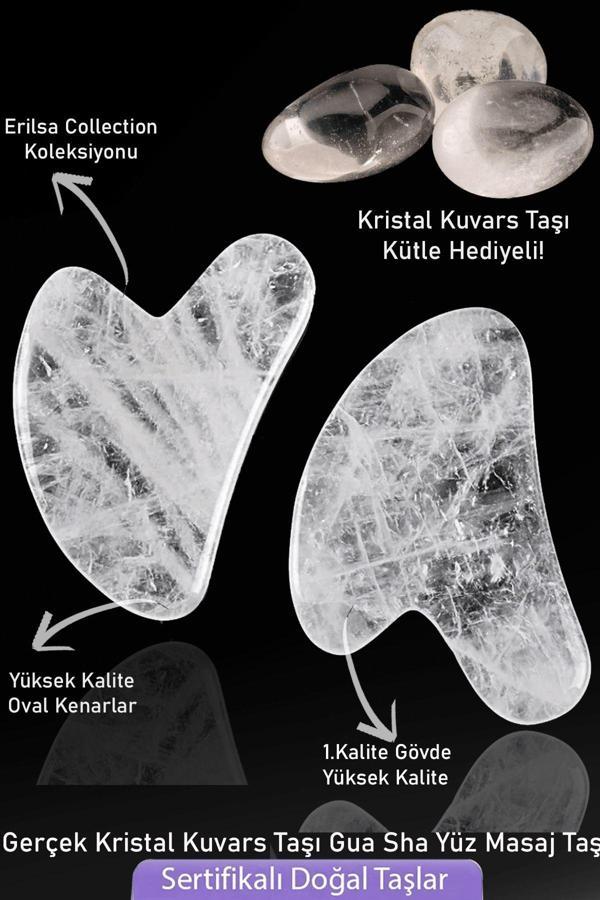 Sertifikalı Kristal Kuvars Taşı Gua Sha - Yüz Masaj Taşı Doğal Şeffaf Renk - Image 1