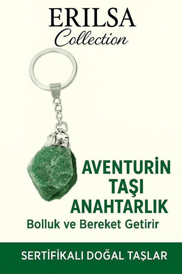 Sertifikalı Ham İşlenmemiş Aventurin Taşı Anahtarlık – Şans, Bolluk ve Denge Taşı - Image 1