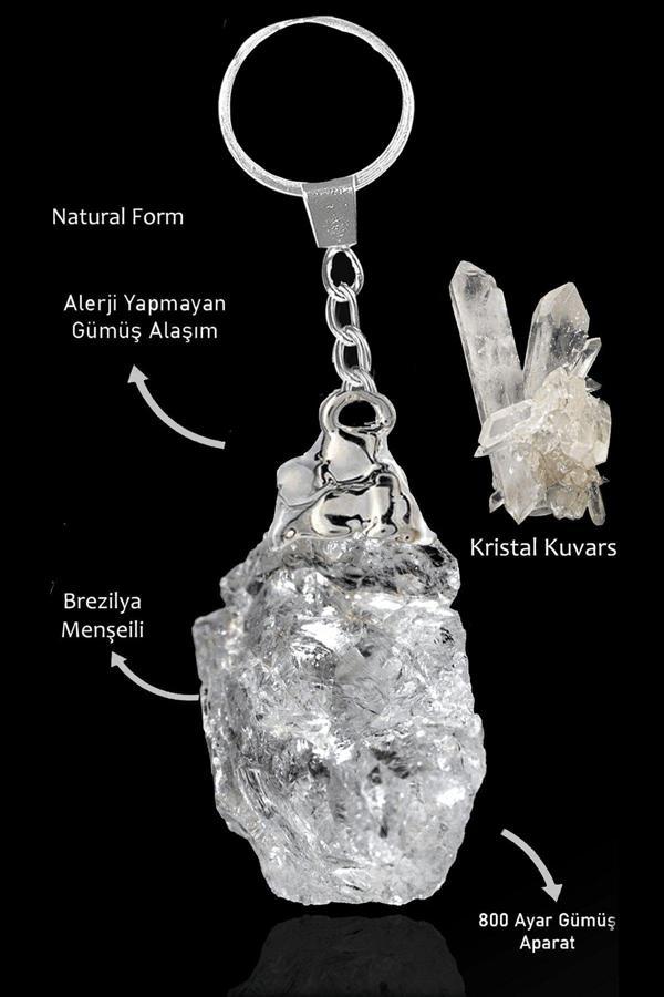 Sertifikalı Ham İşlenmemiş Model Kristal Kuvars Taşı Doğal Taş Anahtarlık - Image 1