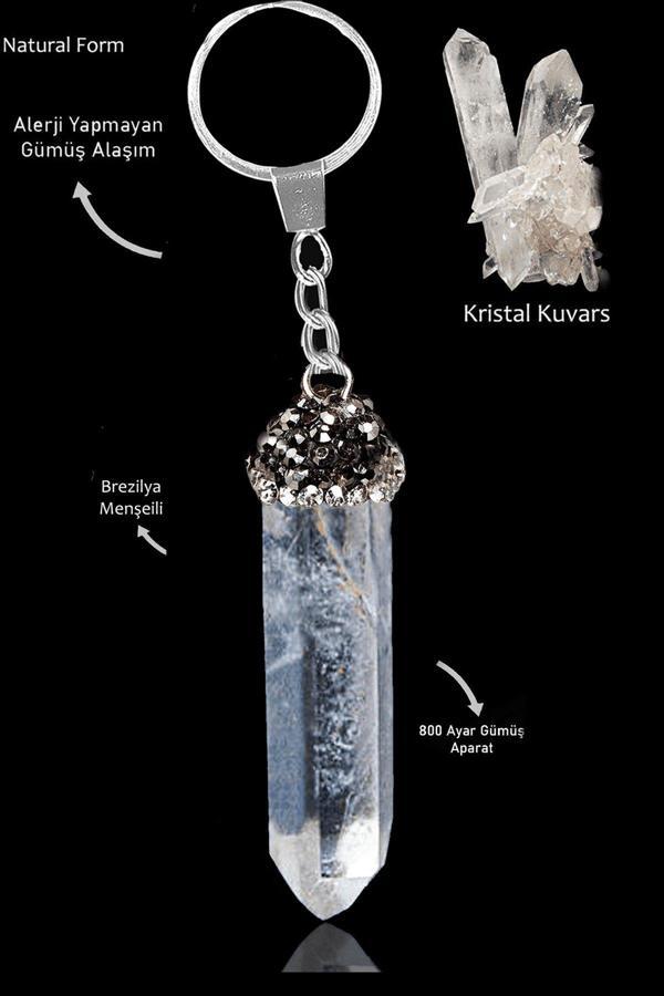 Sertifikalı Ham Zirkon Taşlı Model Kristal Kuvars Taşı Doğal Taş Anahtarlık - Image 1