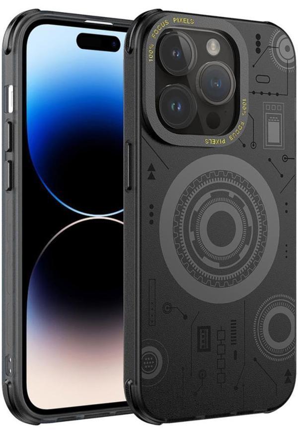 Apple iPhone 14 Pro Kılıf Wireless Şarj Özellikli Kenarları Antişok Desenli Hot Kapak - Image 1