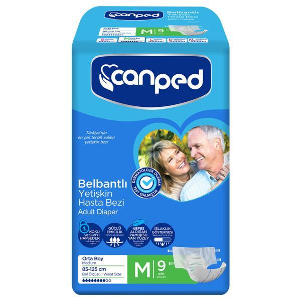 Canped Belbantlı Yetişkin Hasta Bezi M Beden 9x2 18 Adet - Image 1