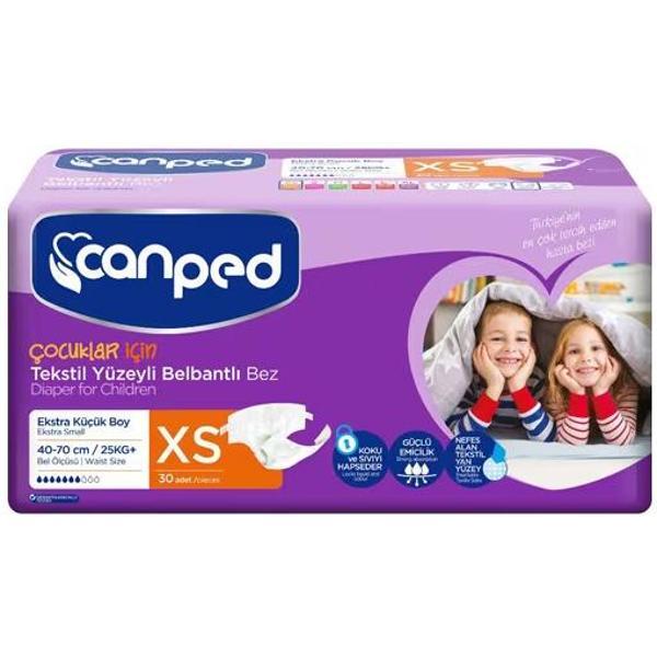 Canped Çocuklar İçin Belbantlı Hasta Bezi Xs Beden 30 Adet - Image 1
