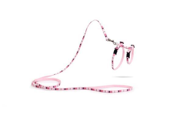 Beeztees Yavru Kedi Göğüs Tasması ve Gezdirme Kayışı, 120cm, Pembe, 15-33cm - Image 1