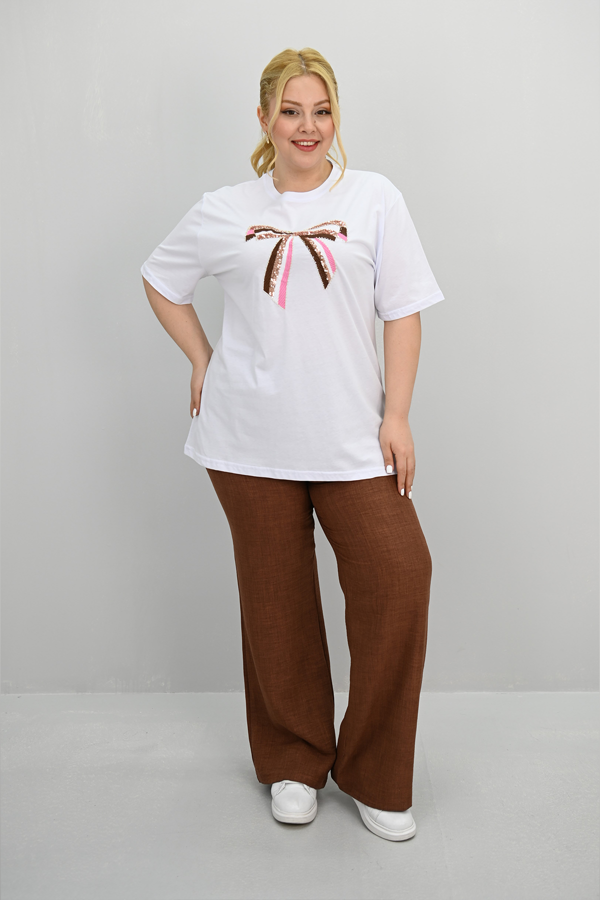 Kadın Büyük Beden Kurdele Detaylı Payet İşlemeli Eşofman Takımı 8200-25 - Image 1