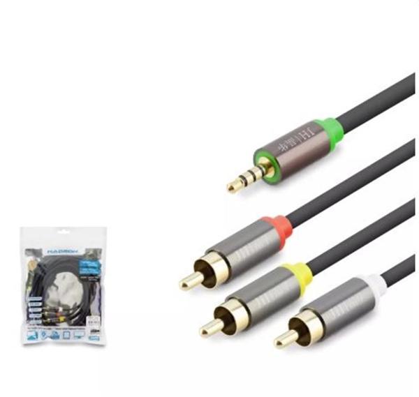 HADRON HDX1066 3.5MM TO 3RCA KABLO 2LINE GOLD 5M SİYAH - Image 1