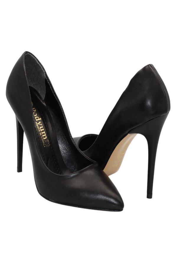 Celira Siyah Cilt Topuklu 10 Cm Kadın Stiletto Ayakkabı - Image 1