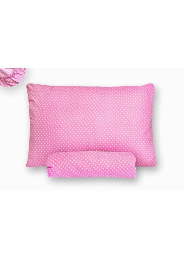 Mer-Tim Ezberbozan Ev Tekstili Mer-Tim Pamuklu Ranforce Tek Kişilik Pembe Puantiyeli Lastiksiz Çarşaf Ve Yastık Kılıfı - 160X240 - Image 1