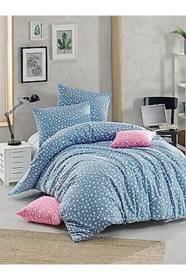 Mer-Tim Ezberbozan Ev Tekstili Mer-Tim Pamuklu Ranforce Small Size Mavi Yıldız 135X200 Nevresim Seti (Çarşaf Dahil Değildir) - Image 1