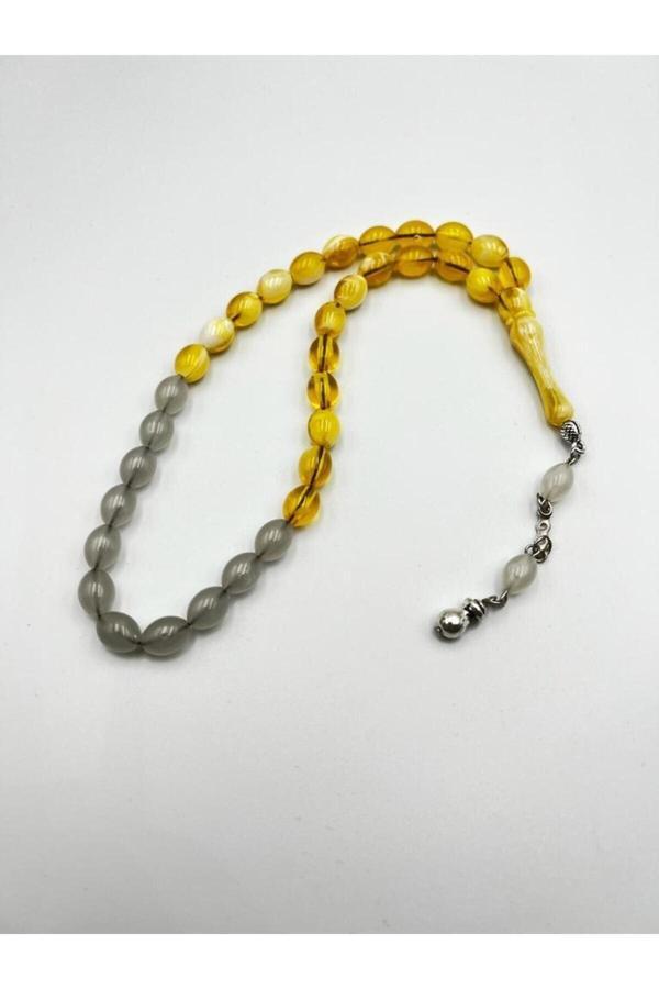 Arpa Kesim Kedi Gözü Toz Kehribar Tesbih Tasarım 33 lü - Image 1