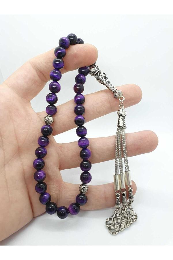 Kaplan Gözü Doğal Taş Tesbih 8 mm Kalite AAA - Image 1