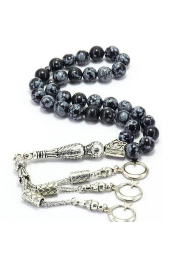 Orijinal Doğal Taş Karlı Obsidyen Taşı Tesbih - Image 1