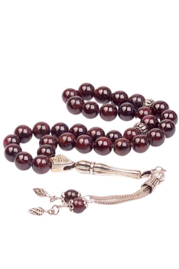 Sertifikalı Doğal Taş Kırmızı Granat Lal Taşı Tesbih - Image 1
