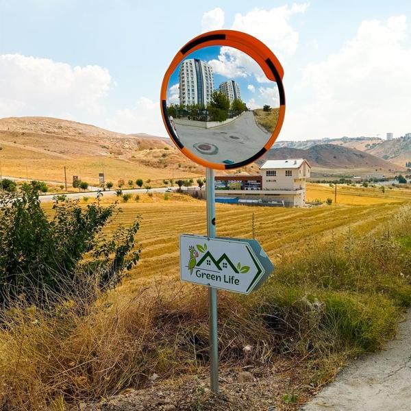 80 cm Trafik Güvenlik Aynası ve 2 m Flanşlı Direk Set - Image 1