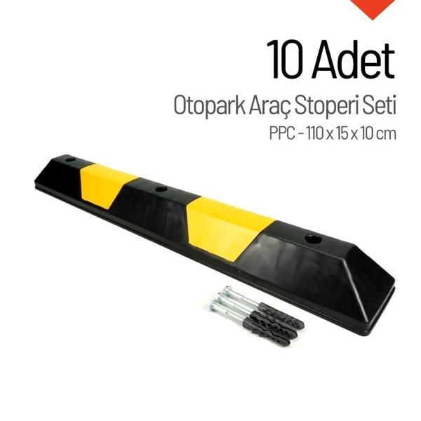 10'lu PPC Otopark Stoperi Seti – 110x15x10 cm - Image 1