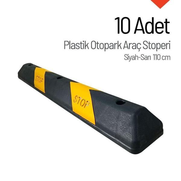 10'lu Set 110 cm Plastik Araç Stoperi – Siyah-Sarı Yüksek Görünürlük - Image 1