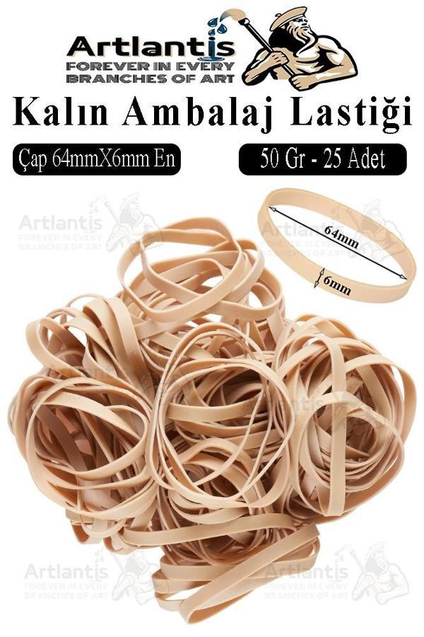 Kalın Ambalaj Lastiği 50 gr 25 li 1 Paket %100 Kauçuk 64x6mm Geniş Büyük Paket Lastik Kasa Poşet Taşıma Lastiği - Image 1