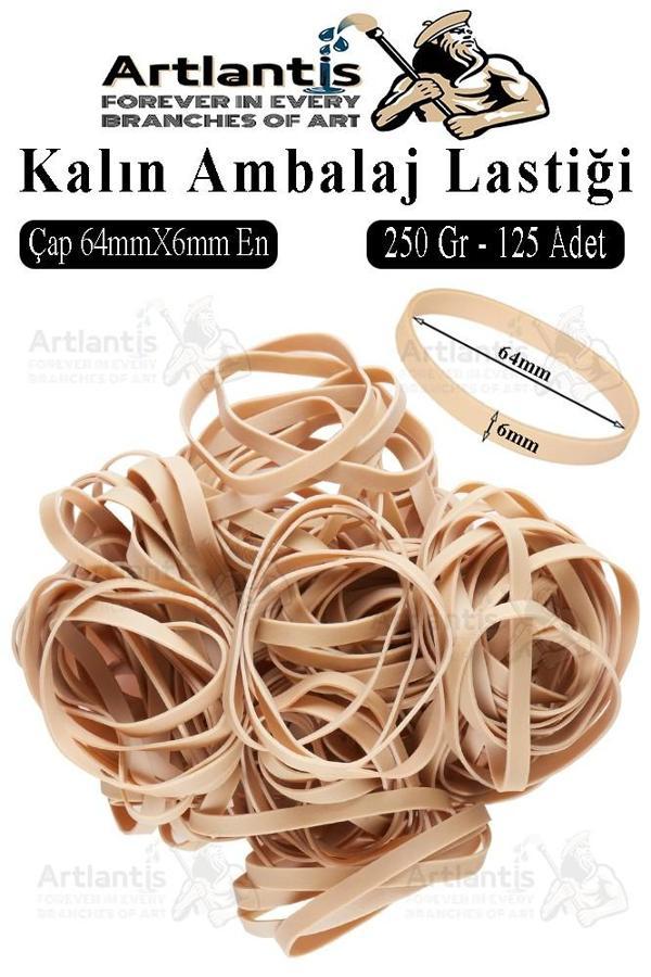 Kalın Ambalaj Lastiği 250 gr 125 li 1 Paket %100 Kauçuk 64x6mm Geniş Büyük Paket Lastik Kasa Poşet Taşıma Lastiği - Image 1