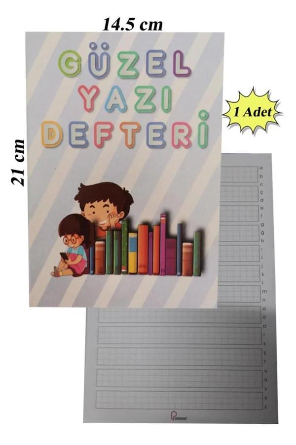 Güzel Yazı Defteri Küçük Boy 14,5x21 cm 24 Yaprak 1 Adet Klavuzlu Standart Çizgili Yazı Defteri Dik Temel Harflerle 1. S - Image 1