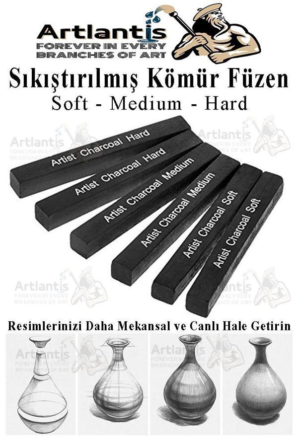 Sıkıştırılmış Kömür Füzen Seti 1 Paket Siyah Kare Press Kömür Füzen Yassı Çizim Gölgelendirme Grafit - Image 1