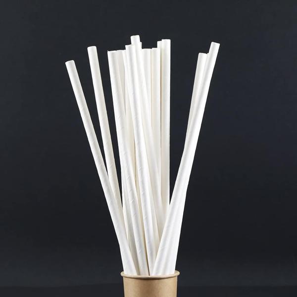 Beyaz Frozen Kağıt Pipet 8 x 204 mm (100 Adet ) - Image 1