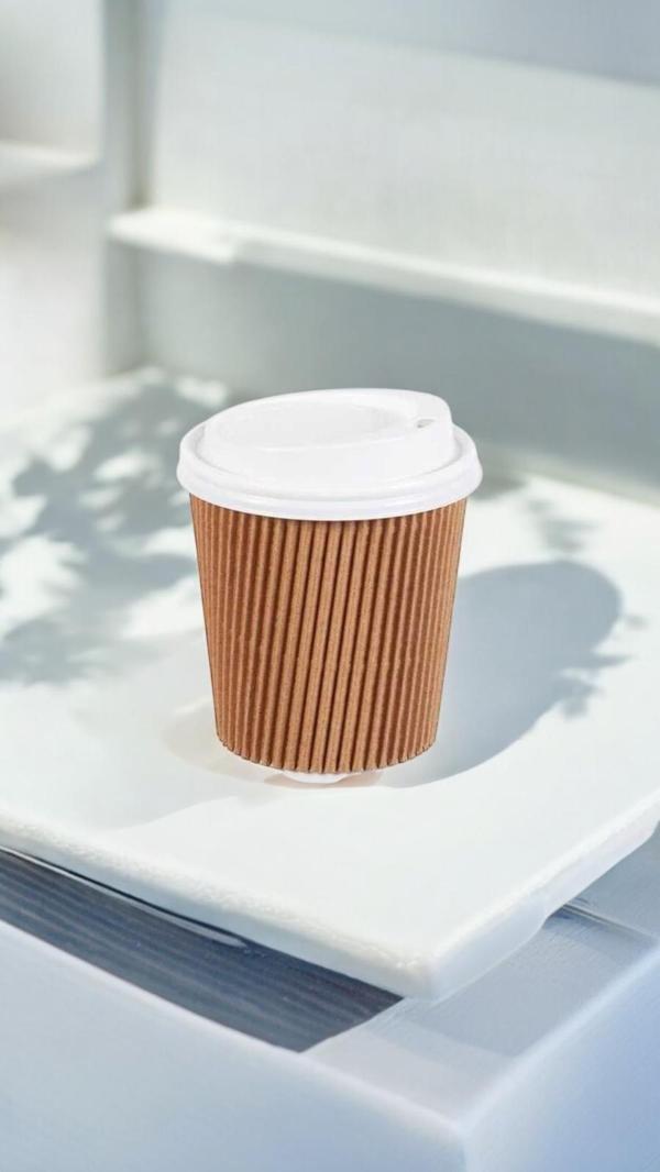 Kullanat 8 Oz Kraft Ripple Double Wall Karton Bardak 25 Adet - Image 1