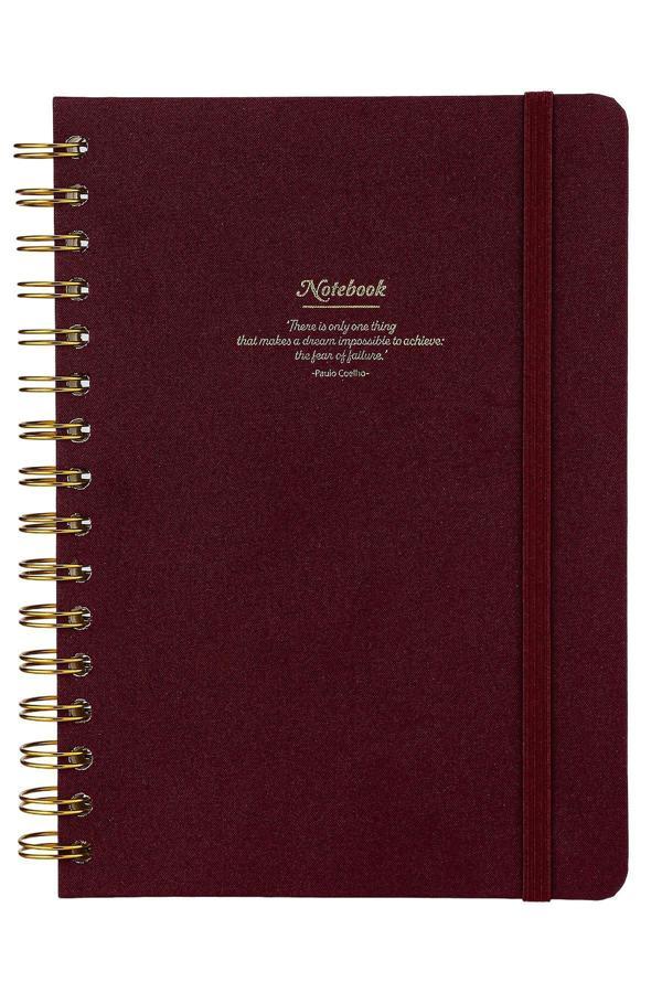 Bruno Visconti Spiralli Sert Kapak Not Defteri Canvas A5 100 Gram 160 Sayfa Bordo 124-1602 - Image 1
