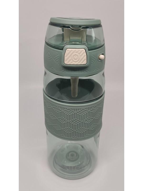 Shotay Matara (Suluk) Şeffaf Kapaklı Şeritli Tritan 600 Ml Sht-St-7202 (Karışık Renk 1 Adet) - Image 1