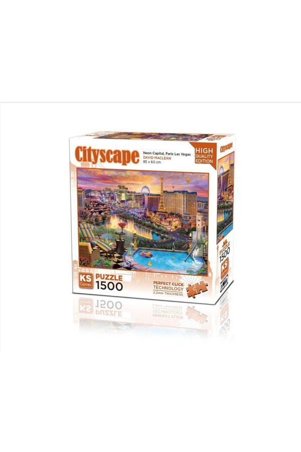 Ks Games Puzzle 1500 Parça Neon Capital Paris Las Vegas 22038 - Image 1