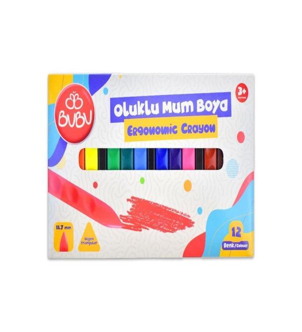 Bu-Bu Oluklu Crayon Mum Pastel Boya 12 Renk cr0003 - Image 1