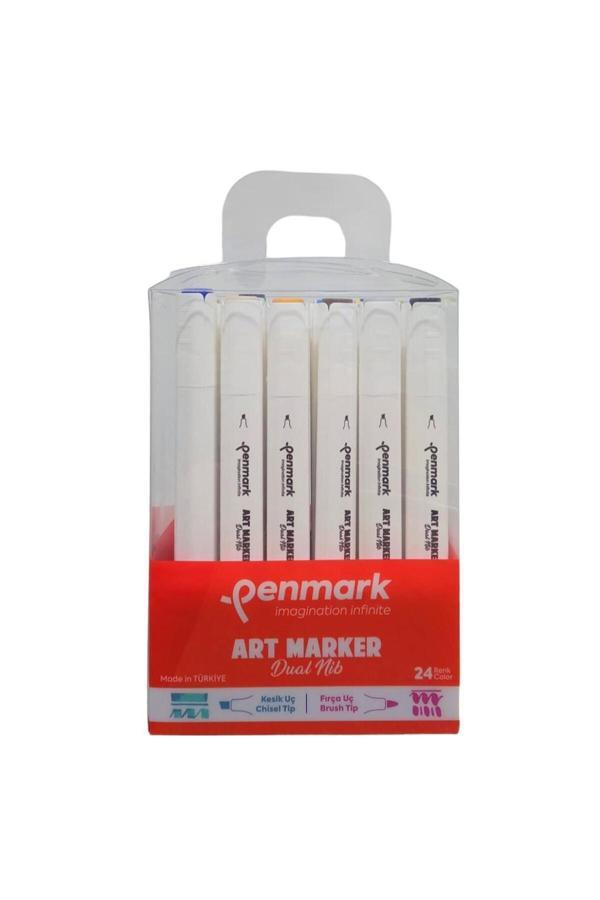 Penmark Markers Art Brush Çift Uçlu Kalem 24 Renk Set Hs-9000-24 - Image 1