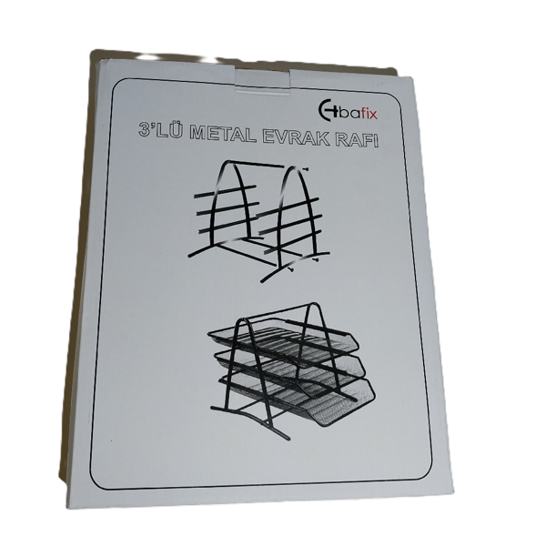 Bafix Evrak Rafı Metal Perforeli 3 Katlı Siyah Bfx-Mer9205S - Image 1
